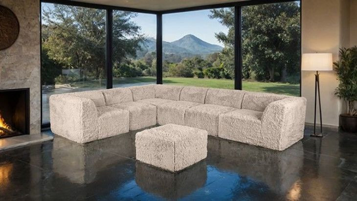 Nappi Taupe Square Ottoman