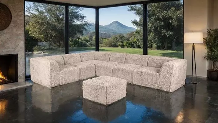 Nappi Taupe Square Ottoman