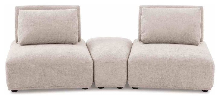 Stavanger Light Brown 3 Piece Modular Curved Sectional with Rectangular Ottoman