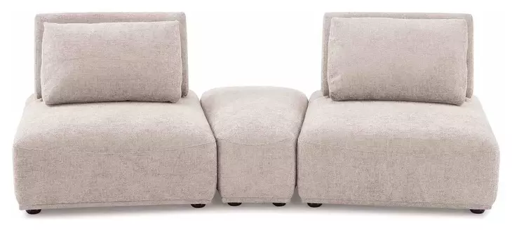 Stavanger Light Brown 3 Piece Modular Curved Sectional with Rectangular Ottoman