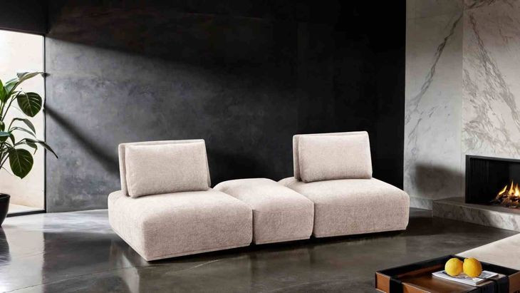 Stavanger Light Brown 3 Piece Modular Sectional with Rectangular Ottoman