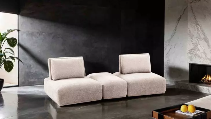 Stavanger Light Brown 3 Piece Modular Sectional with Rectangular Ottoman
