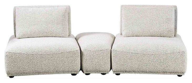 Stavanger Light Gray 3 Piece Modular Curved Sectional with Rectangular Ottoman