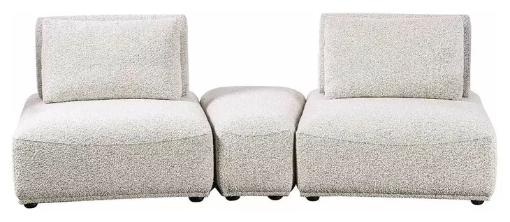 Stavanger Light Gray 3 Piece Modular Curved Sectional with Rectangular Ottoman