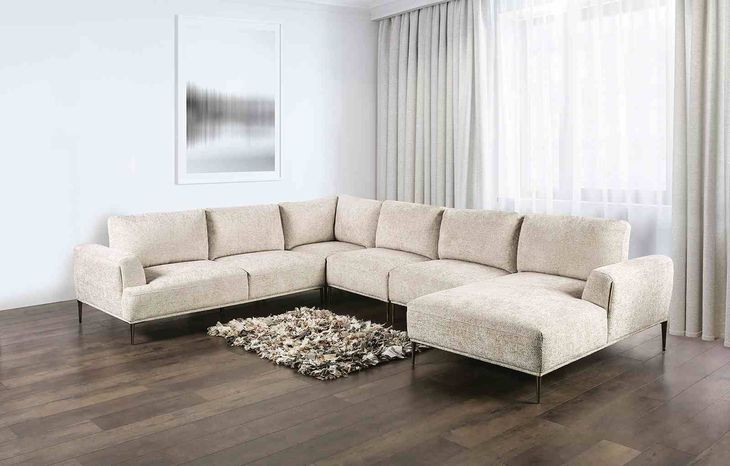 Gladbach Light Brown 5 Piece Modular Sectional with RAF Chaise
