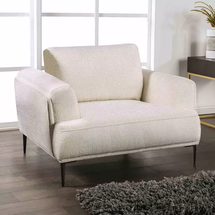 Gladbach Linen White Upholstered Accent Chair