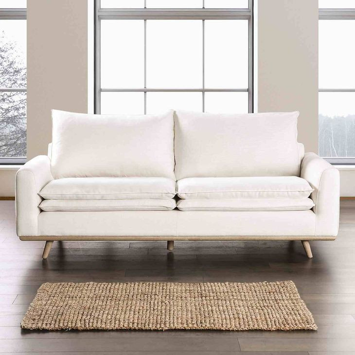 Monthey Oak and Linen White 83" Sofa