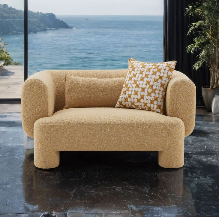 Phedra Yellow Upholstered Oversized Accent Chair with Pillow