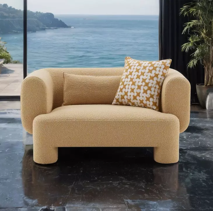 Phedra Yellow Upholstered Oversized Accent Chair with Pillow