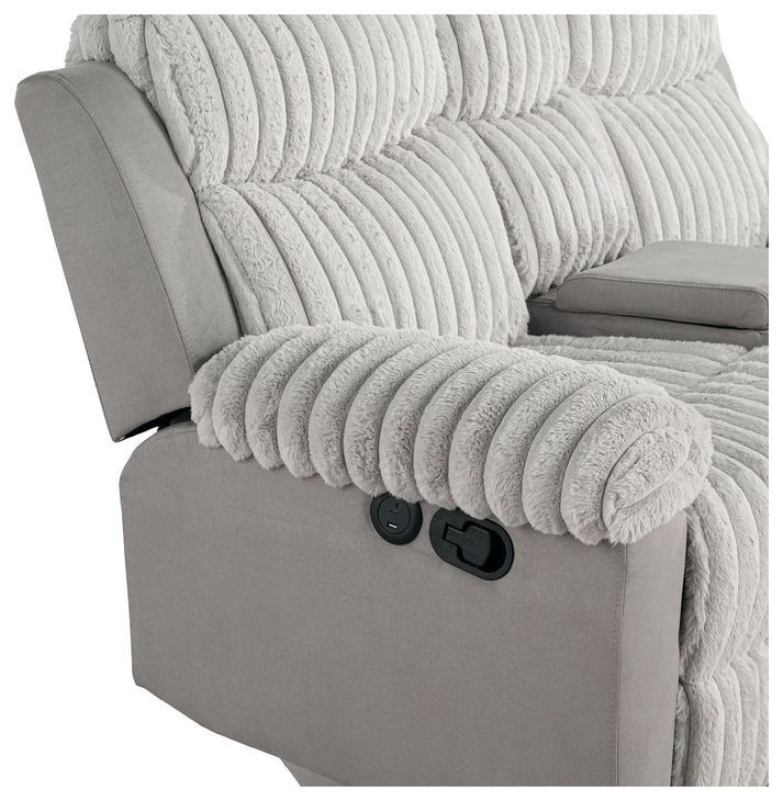 Dionysus Gray Glider Reclining Sofa with USB Charging and LED