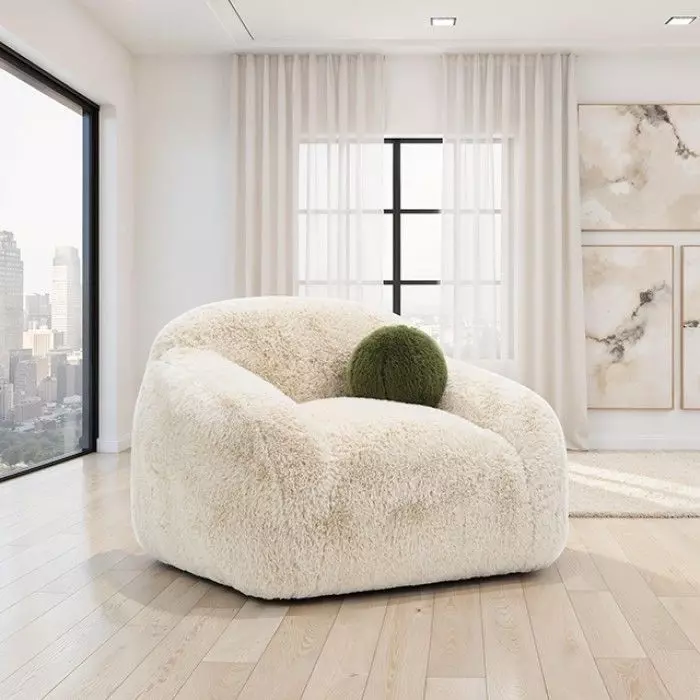 Darwen Sand Upholstered Swivel Chair with Pillow