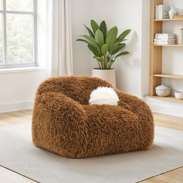 Darwen Camel Brown Upholstered Swivel Chair with Pillow