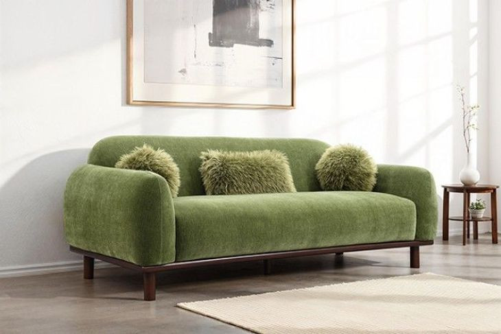 Mellone Olive Green 84" Sofa with Pillows