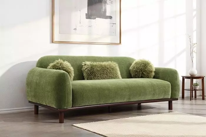 Mellone Olive Green 84" Sofa with Pillows