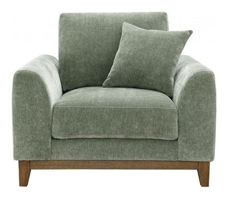 Watton Olive Green Upholstered Lounge Chair with Pillow