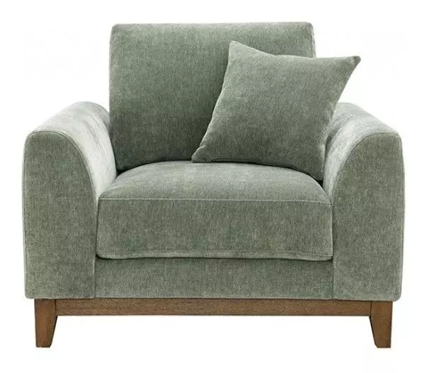 Watton Olive Green Upholstered Lounge Chair with Pillow