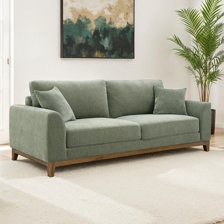 Watton Olive Green Living Room Set with Pillows