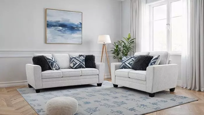 Enea Light Gray Living Room Set with Pillows