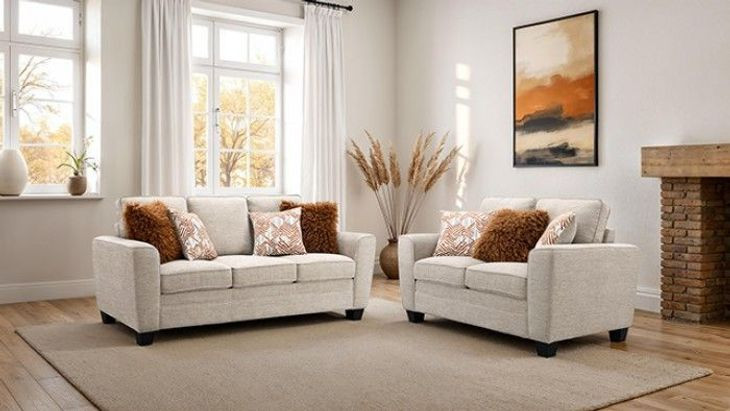 Enea Taupe Living Room Set with Pillows