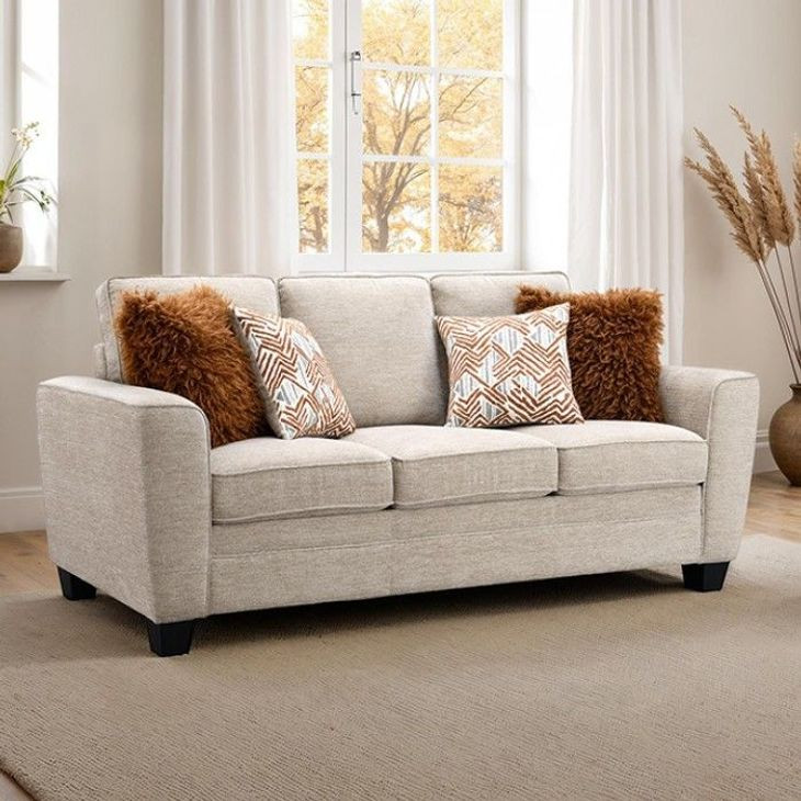 Enea Taupe Living Room Set with Pillows