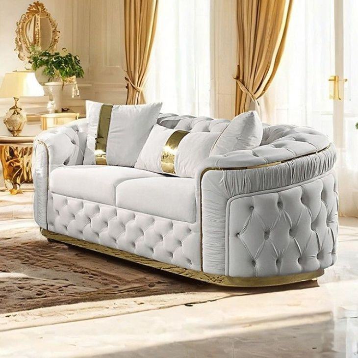 Adelpha Beige 73" Loveseat with Pillows