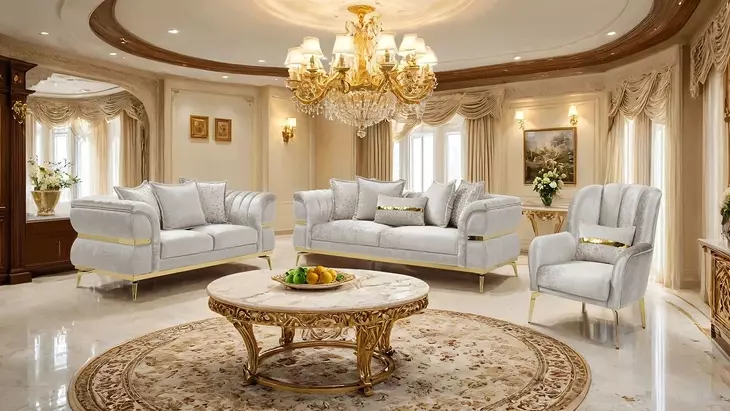 Charlevoix Beige Living Room Set with Pillows
