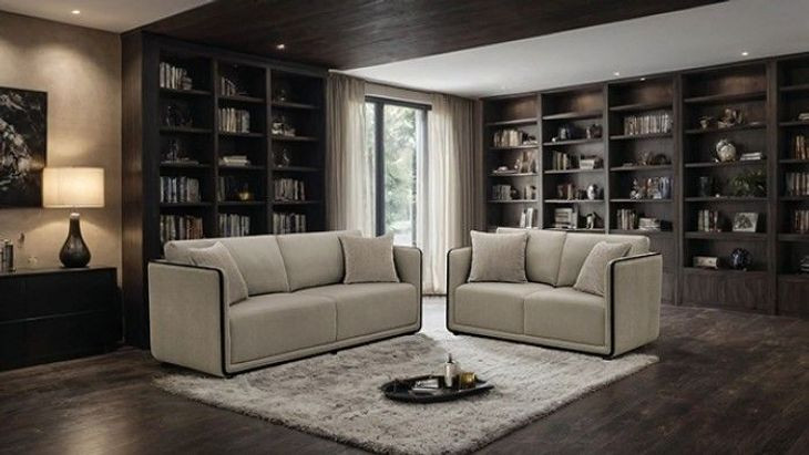 Benilde Taupe Upholstered Lounge Chair with Pillow