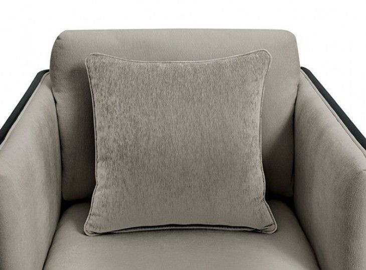 Benilde Taupe Upholstered Lounge Chair with Pillow