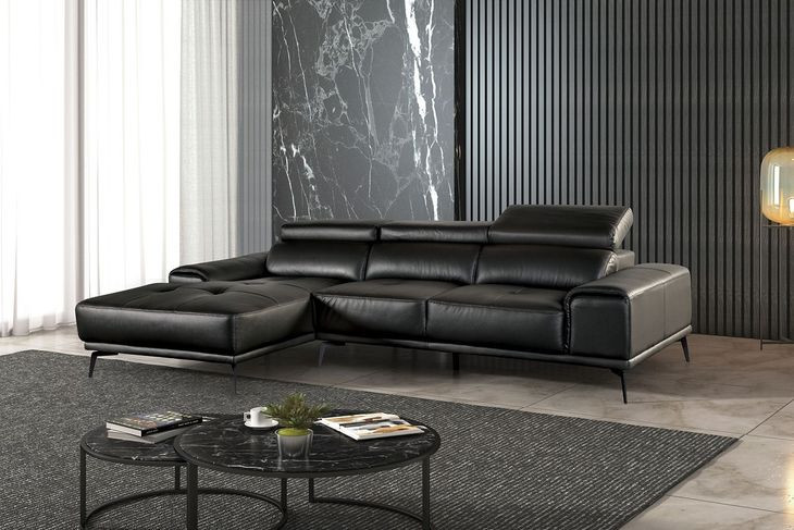 Vadso Black 111" LAF Sectional with Adjustable Headrest