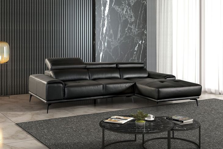 Vadso Black 111" RAF Sectional with Adjustable Headrest