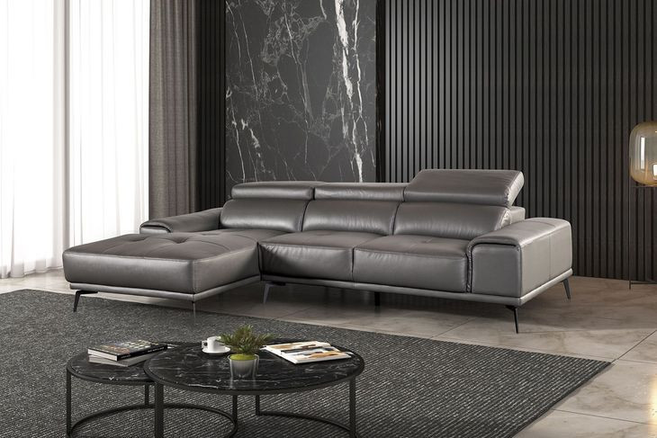 Vadso Dark Gray 111" LAF Sectional with Adjustable Headrest