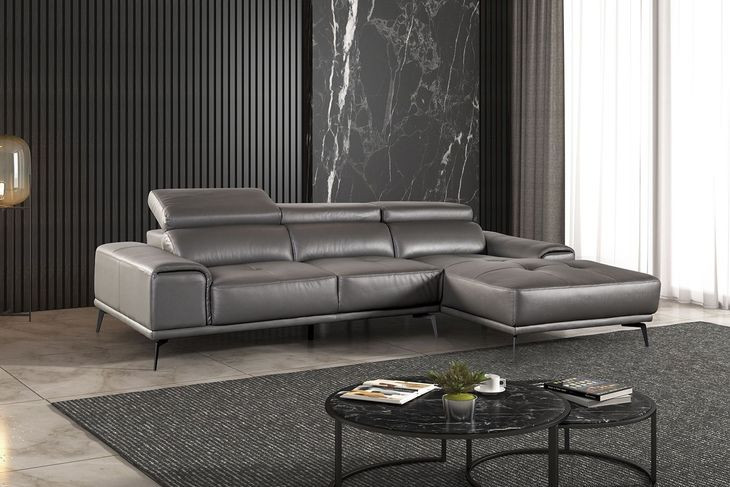 Vadso Dark Gray 111" RAF Sectional with Adjustable Headrest