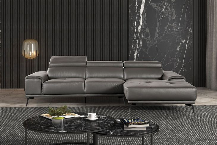 Vadso Dark Gray 111" RAF Sectional with Adjustable Headrest