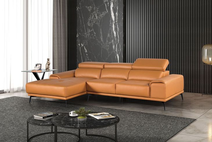 Vadso Tangerine 111" LAF Sectional with Adjustable Headrest