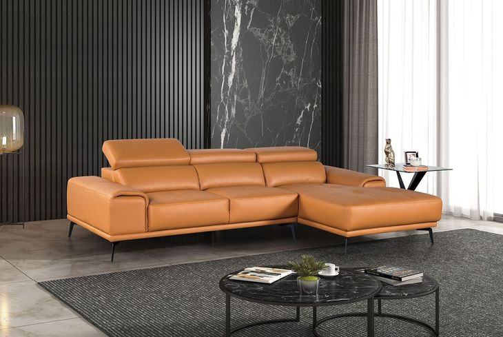 Vadso Tangerine 111" RAF Sectional with Adjustable Headrest