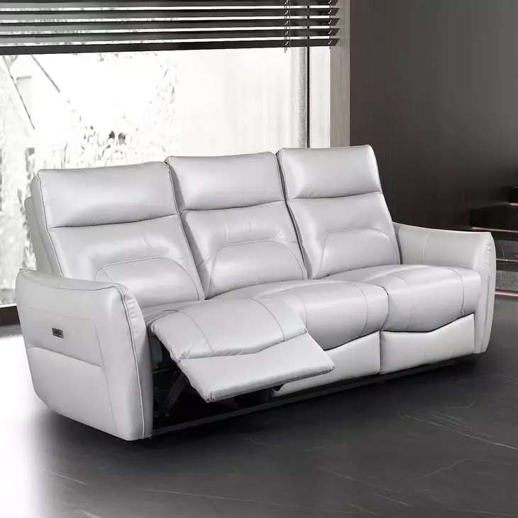 Terentius Taupe 86" Power Reclining Sofa with Storage