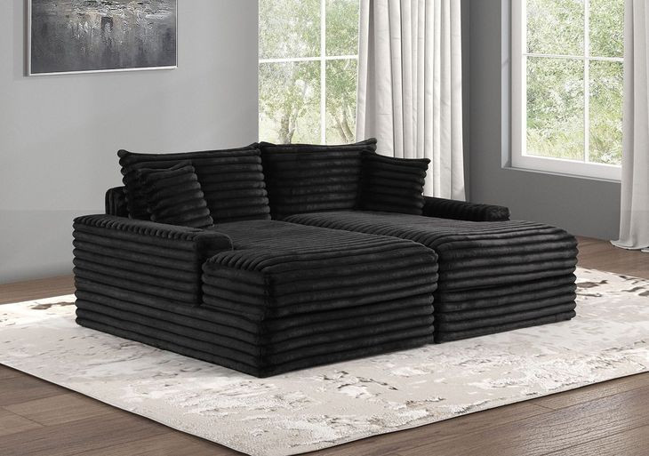 Tavedestrand Black 94" Double Chaise Sofa