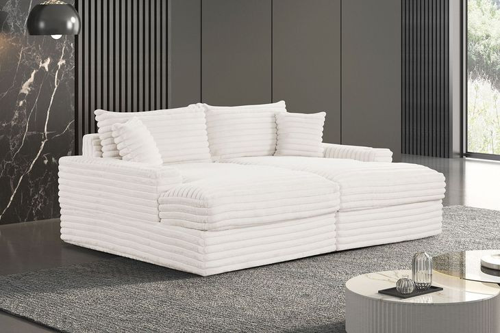 Tavedestrand White 94" Double Chaise Sofa