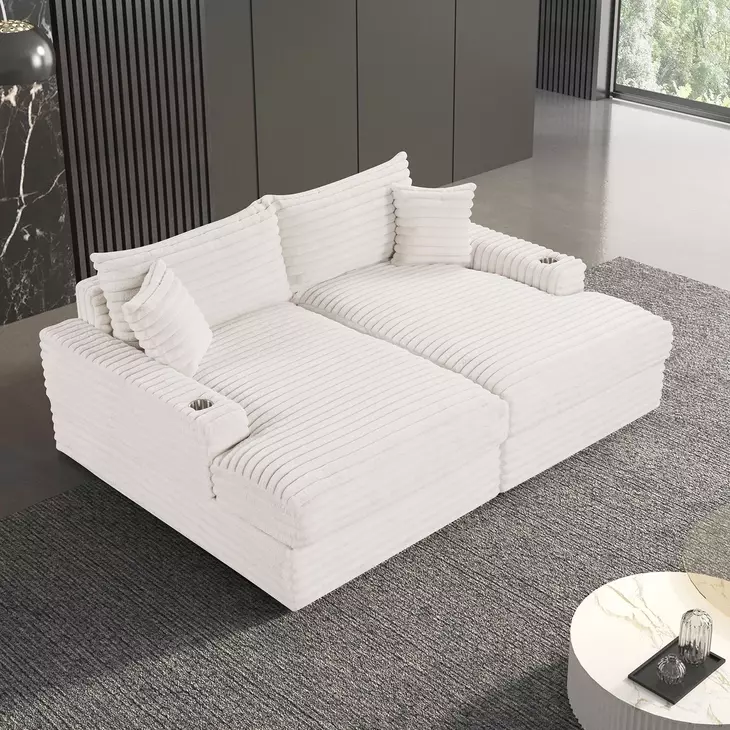 Tavedestrand White 94" Double Chaise Sofa