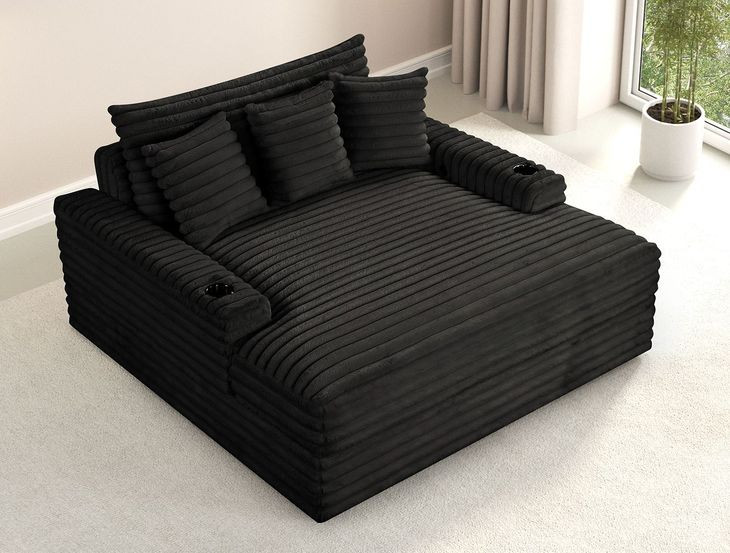 Veyrier Black 64" Arm Chaise