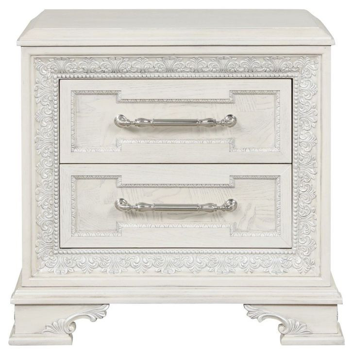 Stella Mia Creamy White 2 Drawer Nightstand with USB Charging