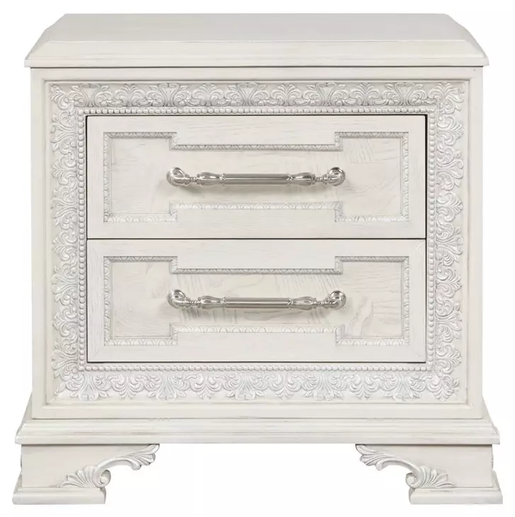 Stella Mia Creamy White 2 Drawer Nightstand with USB Charging