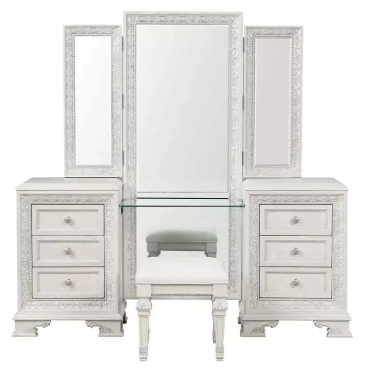 Stella Mia Creamy White Vanity Set with Stool