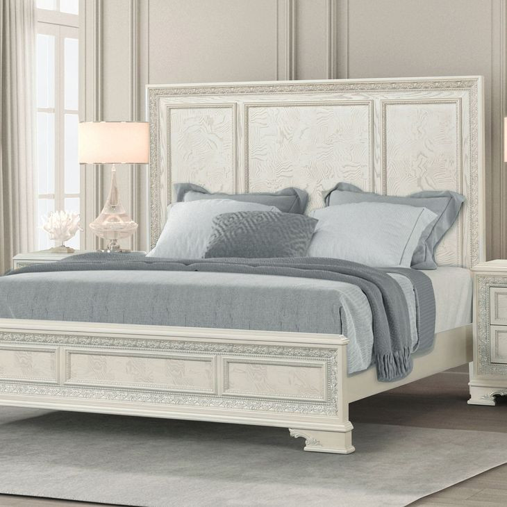 Stella Mia Creamy White King Panel Bed