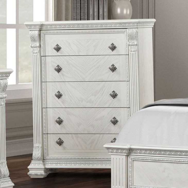 Promenade Wire Brushed White 5 Drawer Chest