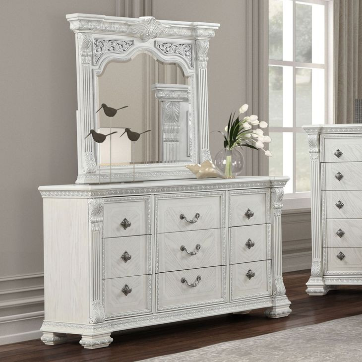Promenade Wire Brushed White 9 Drawer Dresser