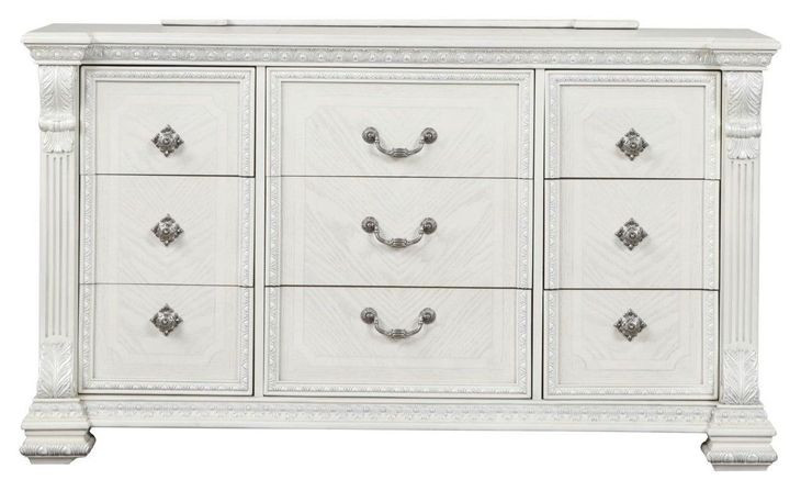 Promenade Wire Brushed White 9 Drawer Dresser