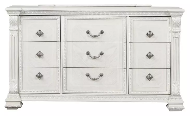 Promenade Wire Brushed White 9 Drawer Dresser