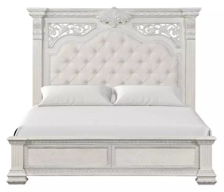 Promenade Wire Brushed White King Upholstered Panel Bed