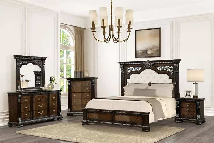Promenade Espresso King Upholstered Panel Bed
